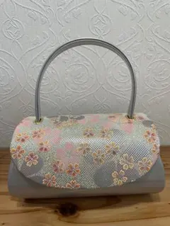 和装用バッグ 花柄刺繍 丸型