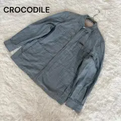 クロコダイル デニムジャケット メンズ ワークシャツ風ライトアウターフルジップM