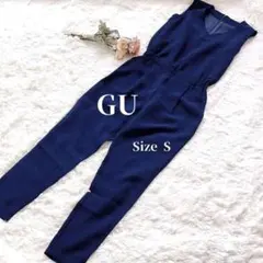 GU✨ジーユー✨カバーオール Vネック コンビネゾン きれいめ ウエストゴム S