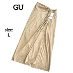 【新品タグ付】 GU ロングスカート L ツイストデザイン 薄手 ギャザー