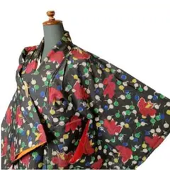 ◆1961◆アンティーク着物　正絹縮緬　植物柄　大正ロマン　リメイク素材