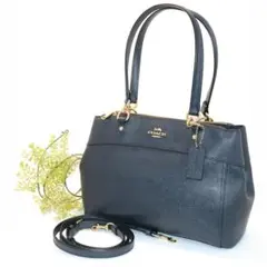 【美品】コーチ F25397 レザー 2way バッグ ネイビー ブルック