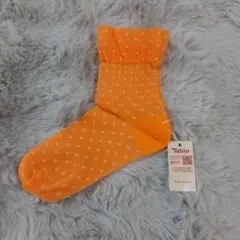 【Tabio】 オレンジ ドット柄 ソックス　22.5㎝～24.5㎝