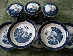 NIKKO ニッコー ダブルフェニックス 山水 蓋付き湯呑み3客＆ソーサー 5枚