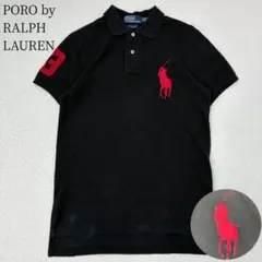 ポロバイラルフローレン　ポロシャツ　半袖　ビックポニー　ブラック　レッド　S