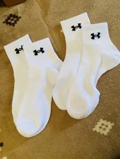 未使用新品‼️メンズアンダーアーマーホワイトショートソックス 2足25cm〜