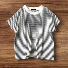 ボーダー　カットソー　レディース　ゆったりめ　オーバーサイズ風　さらさら　M