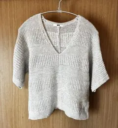 値下げ　ユニクロ　テープヤーン半袖ニット　Mのサムネイル