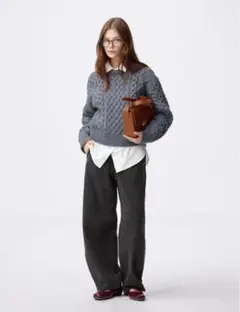 GU デニムスウェットバレルレッグパンツ　ダークグレー　Sサイズ