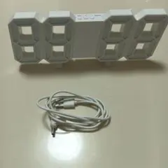 LED デジタル置時計 ホワイト USB給電 本体