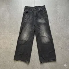ブラック ワイドレッグデニム