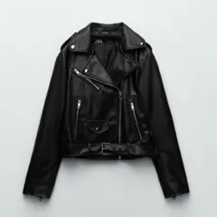 ZARA 新品　ユーズド加エフェイクレザー オーバーサイズボンバージャケット　S フェイクレザーボンバージャケット - ブラック | ZARA Japan / 日本