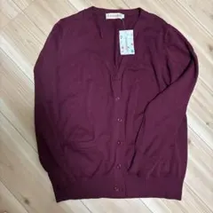 CAMPURE バーガンディ Vネックカーディガン Lサイズ