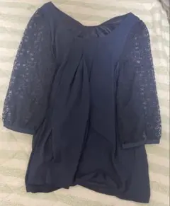 INGNI（イング）袖レース バックリボン トップス Mサイズ ネイビー
