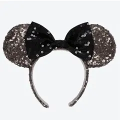 ディズニー カチューシャ 黒金　スパンコール　ミッキー
