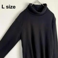 UNIQLO【L】フリース レディース タートルネック カットソー 黒 あったか