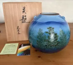 九谷焼花瓶　花九谷　木箱付きのサムネイル