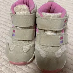 中敷新品！【14cm】ASICS キッズ ハイカットシューズ グレー/ピンク