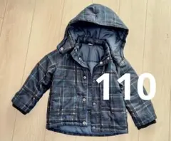 petit main チェック柄ダウンコート フード取外し可能 110サイズ