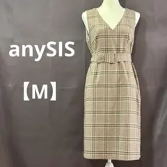 anySIS チェック Vネック ジャンパースカート レディース M