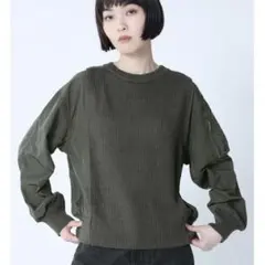 【新品未使用】LASUD/ラシュッド　ミリタリー風ニット カーキ　MA-1風