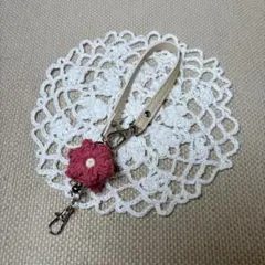 ハンドメイド　お花モチーフ　リールストラップ　R-30  ストラップお色変更可