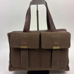 イヴサンローラン レザー ロゴ型押し ハンドバック　アーカイブ　ブラウン