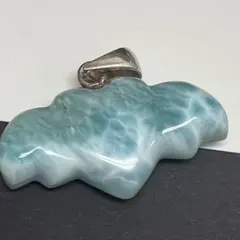 ラリマー　ペンダントトップ　ハートと羽