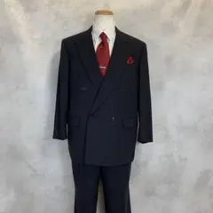 ダブルブレスト　セットアップ　ネイビー　背抜き　開き見せ　ノータック　BB5