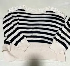 earth music&ecology ストライプニット（レース付き）