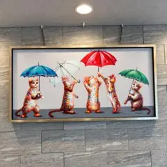 ✨초 상태좋음 ✨유파워 유화 엄브렐러 고양이 5마리 4L 액자 미술