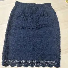 ネイビー レース タイトスカート ひざ丈　UNIQLO レディース　XL
