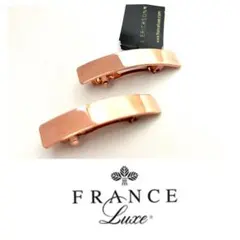 【2個セット】シャイニー メタル ミニ レクタングル バレッタ (Rゴールド)