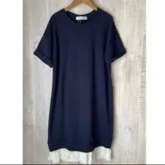 Emsexcite 裾レース ワンピース　ネイビー　M size