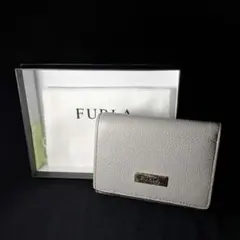 FURLA フルラ 三つ折り財布 グレージュ レザー 付属品あり コンパクト