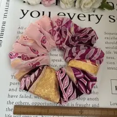 ハンドメイドシュシュ☆ベビーピンク花柄