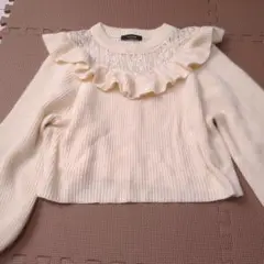 w closet フリルレースニットセーター アイボリー