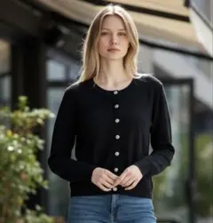 ZARA 黒 ニットカーディガン 長袖