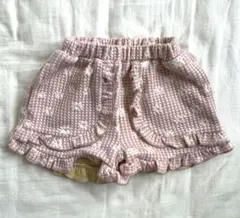 ママラク　花柄　フリル付き　ショートパンツ ピンク