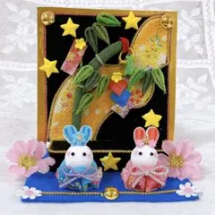 七夕☆ちりめん細工☆つまみ細工☆ハンドメイド☆織姫☆彦星☆笹の葉