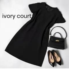 ivory court Vネック 半袖 ワンピース ブラック Fのサムネイル