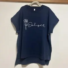 Lupilien 半袖Tシャツ 手書き花＋ロゴ　ネイビーのサムネイル