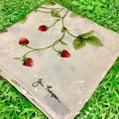 ジムトンプソン 大判シルクスカーフ 80cm いちご柄 タイシルク　未使用