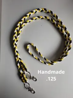 パラコード　スマホショルダーストラップ　白×黒×黄　ハンドメイド