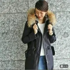 アダムエロぺ ファー付きモッズコート ネイビー Adam et Rope'