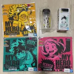 ヒロアカ一番くじ 緑谷 麗日 ホークス ビック3 ハンドタオル クリアボトル