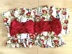 ベビー浴衣　花柄 椿柄 ベビー浴衣 90 双子 2セット