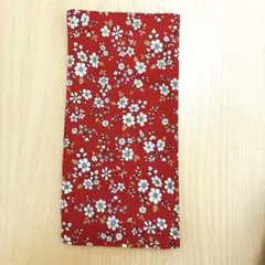 ハンドメイド マスクケース 花柄 赤
