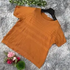 ✨COMME CA ISM ✨サイズ9(M) オレンジ リブ編み 半袖Tシャツ