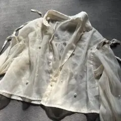 アイボリー シースルーブラウス Fサイズ
